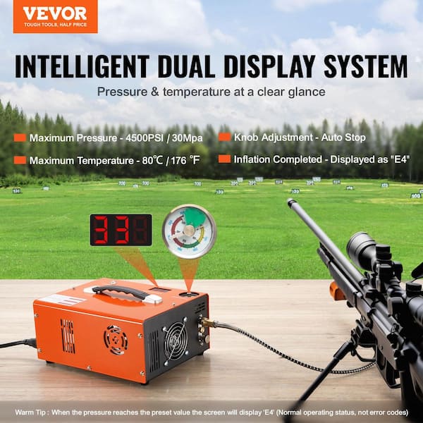 PCP Air Rifle Pump 0.4 Gal. 4500 PSI Portable Electric Pancake Air Compressor 110/220-Volt AC with Built-in Adapter&Fan