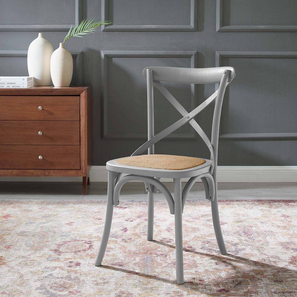 Light Gray High Cross Back Wood Side Chair