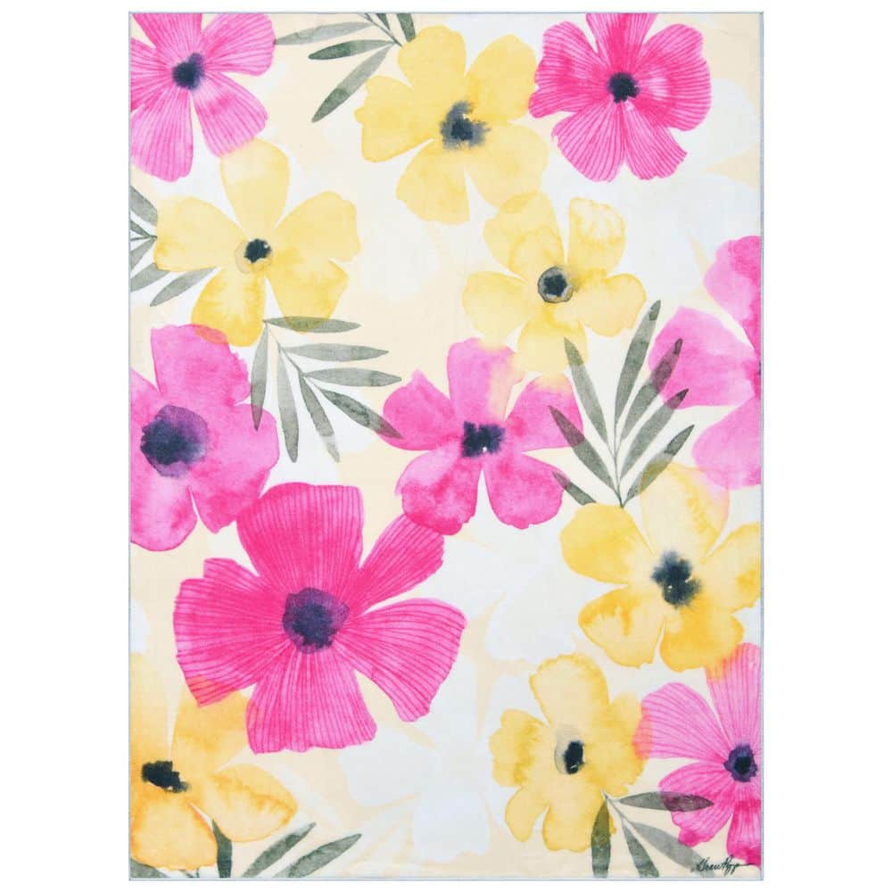 Tropical Posies, 8'x10' Hand Washable Flowers Art Area Rug, power-loomed, 100% polyester, 2mm pile, nonslipping back. price history on PriceWatchPro