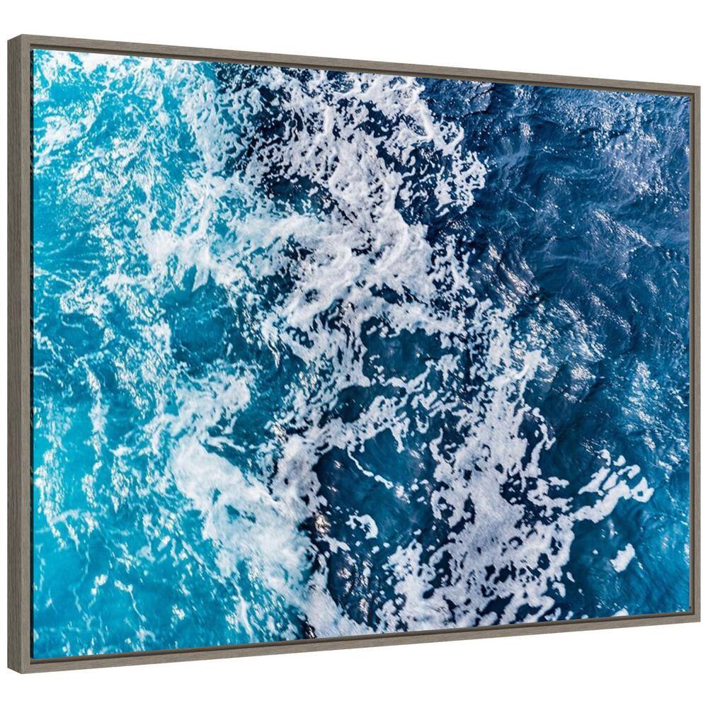 Turbulent Tasman Sea V Abstract Canvas Print with Greywash Frame