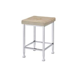 24 in. Beige Backless Metal Frame Counter Height Stool with Fabric Seat