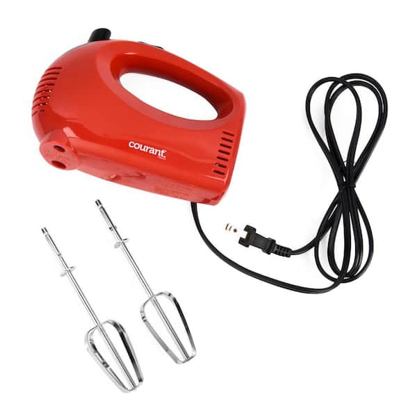 Mainstays 5-Speed 150-Watts Hand Mixer with Chrome Beaters, Red