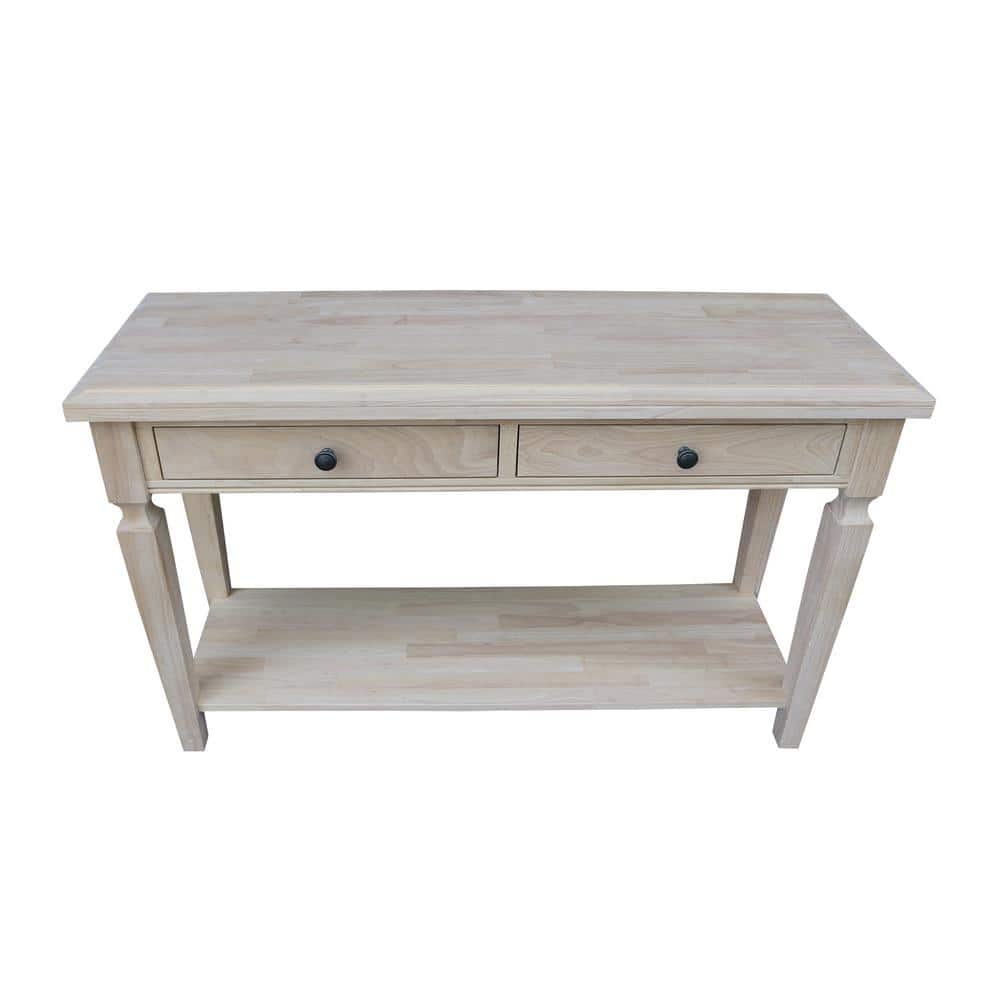 Vista 56'' Unfinished Solid Hardwood Console Table with Storage