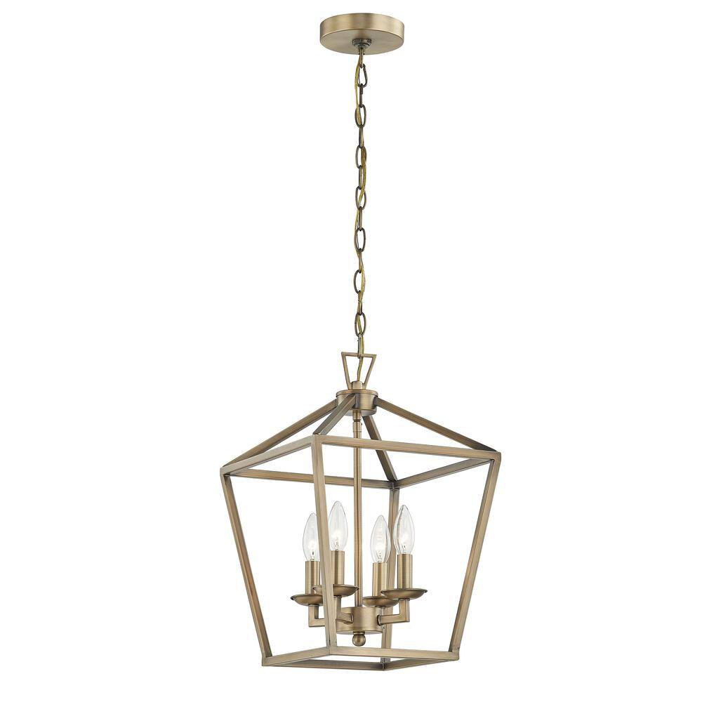 4Light Soft Gold Lantern Drum Chandelier 1Jay50334SG The Home Depot