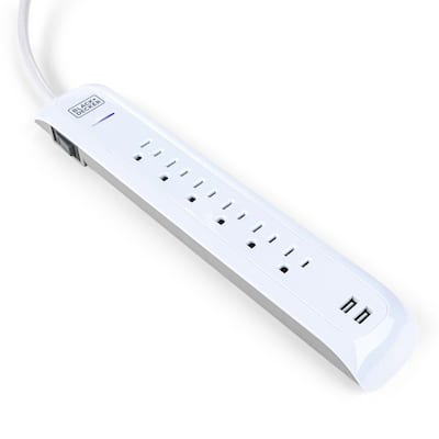 14AWG/15A with 90J Surge Protector White MyCableMart 3ft 6 Outlet PERP Power Bar 