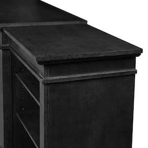 Eliot Grand 81 in. Freestanding Wooden Electric Fireplace TV Stand in Black