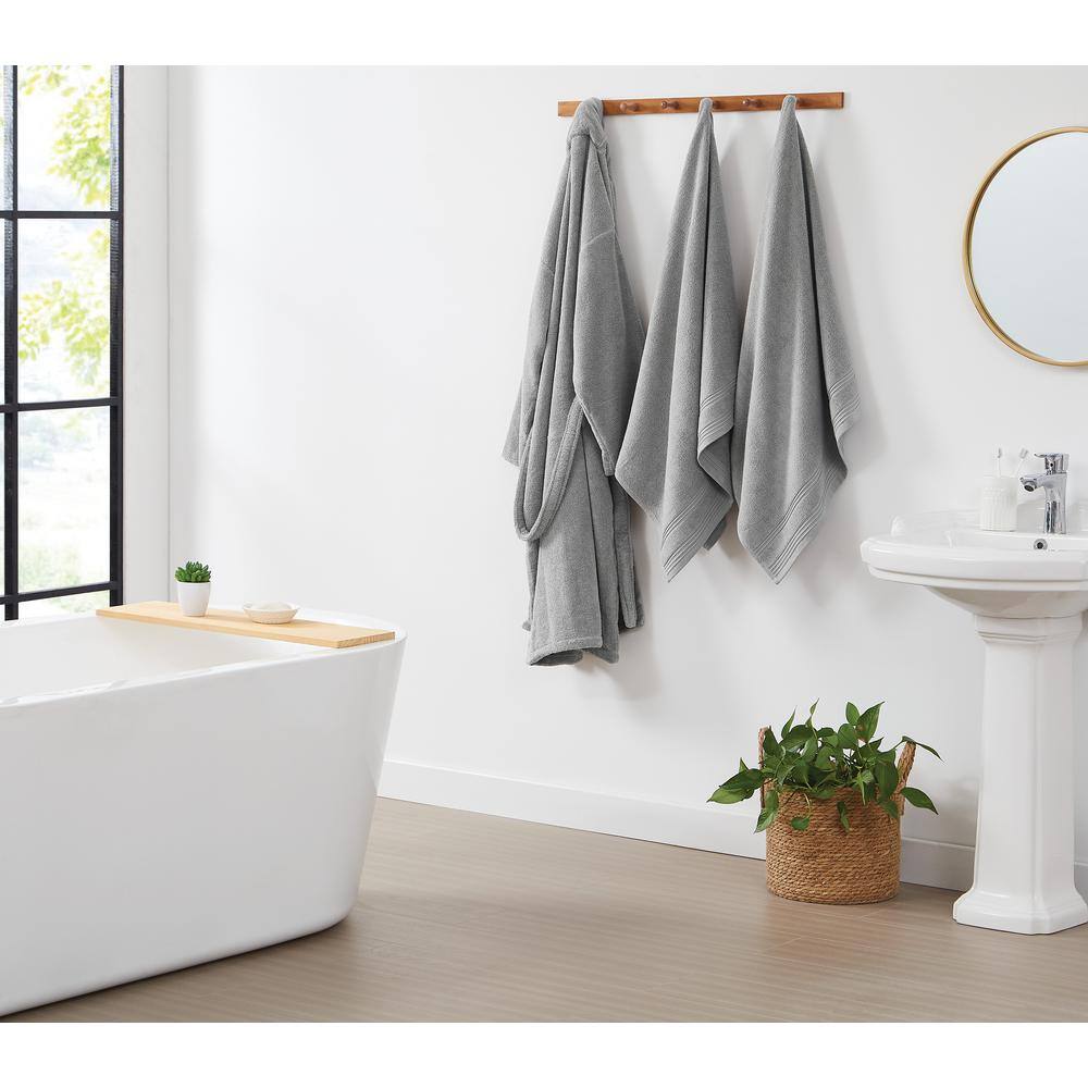 Zero Twist 3-Piece Gray Textured Cotton Bath Towel Set BTS5634GY
