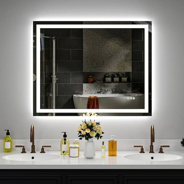 40 in. W x 32 in. H Rectangular Frameless LED Light Anti-Fog Wall Bathroom Vanity Mirror Super Bright Front-Lit Backlit