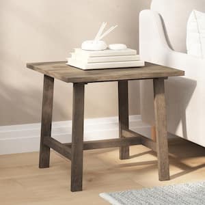 22 in. Rustic Brown Square Wood End Table