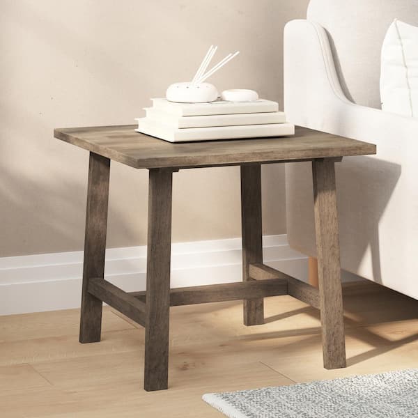 TAYLOR + LOGAN 22 in. Rustic Brown Square Wood End Table