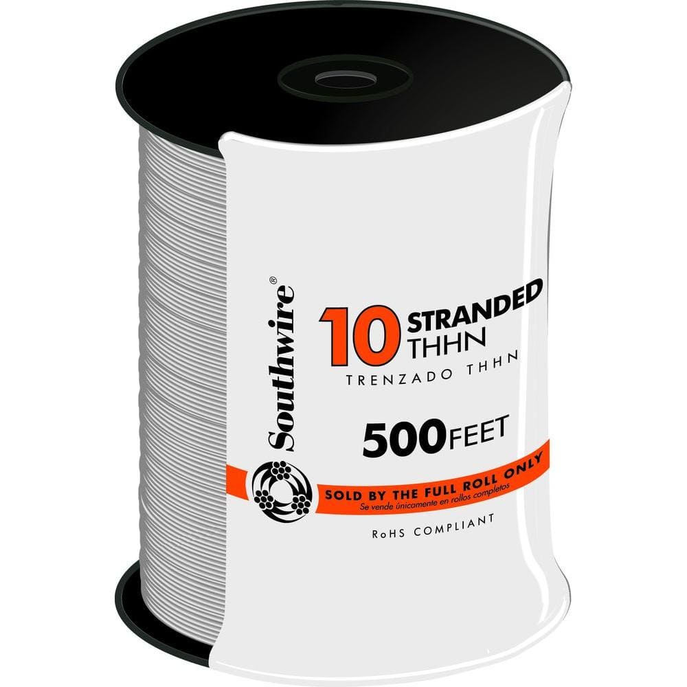 Southwire 500 ft. 10 White Stranded CU THHN Wire