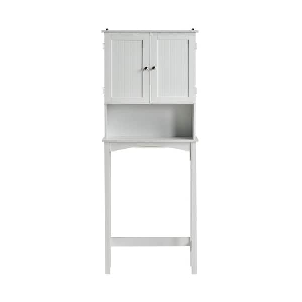 Spaco White Home Over-The-Toilet Bathroom Storage Space Saver with Adjustable Shelf Collect Cabinet