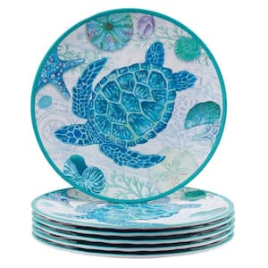 Serene Seas Multicolored Melamine Dinner Plate Set Of 6
