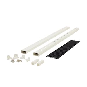 BRIO 42 in. x 72 in. (Actual: 42 in. x 70 in.) White PVC Composite Stair Railing Kit w/Round Aluminum Black Balusters