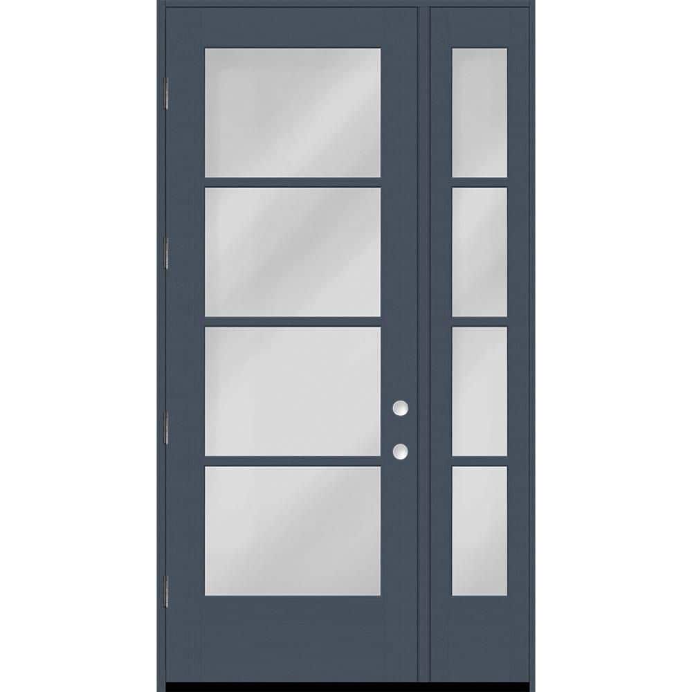 "Legacy 53 in. x 96 in. Icon 4L Modern ClearGlass RHOS Dk.Den Fiberglass Prehung Front Door with 14"" sidelite4-9/16"" Jamb" price history on PriceWatchPro