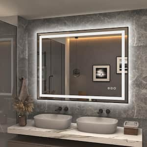 48 in. W x 36 in. H Rectangular Framed Front and Back LED Lighted Anti-Fog Wall Bathroom Vanity Mirror in Tempered Glass