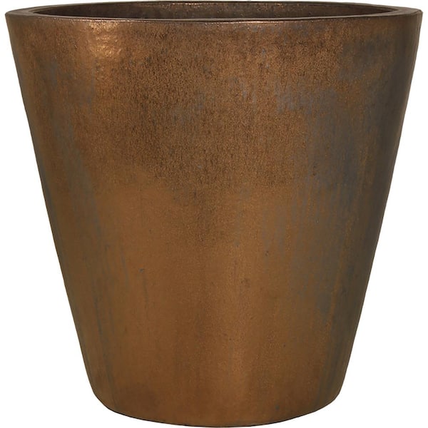 Unbranded 24 in. Antique Copper Ceramic Vaso Planter
