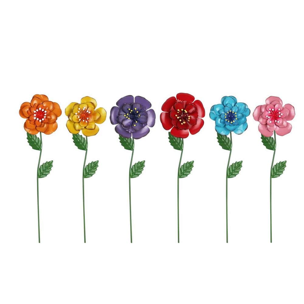 Metal Flowers Decorative Garden Stakes, 6-Pack L0CNPGB5GQ - The