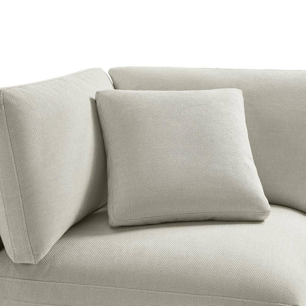 Casella Beige Fabric Square Arm Accent Chair with Wood Frame