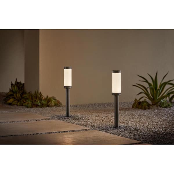 Low Voltage Bronze 200 Lumens RGBw Plug-in Integrated LED Bollard Light Kit Powered by Hubspace (2 Pack)