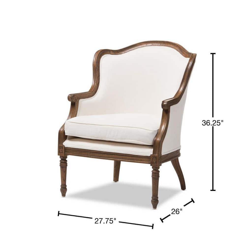 Off-White Cedar Wood French Accent Chair