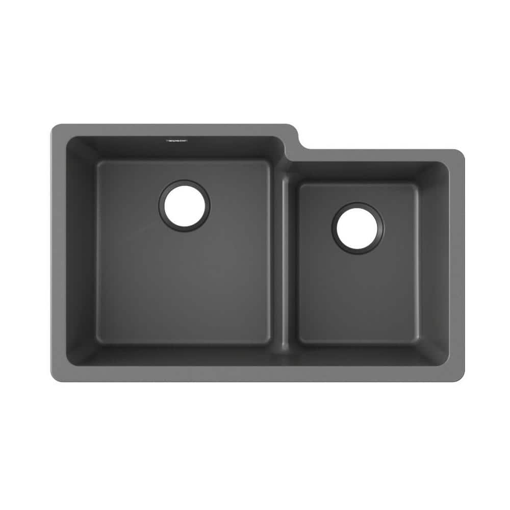 Dusk Gray Stone Double Bowl Undermount Kitchen Sink