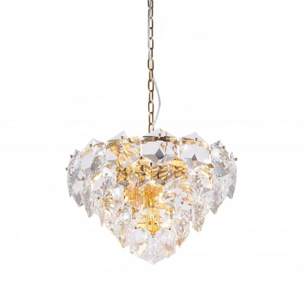 Unbranded Amabel 9-Light Gold Crystal Cylinder Chandelier Living Room with No Bulbs Included
