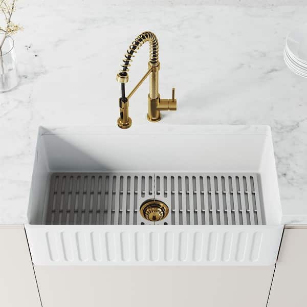 Vigo Küchenarmatur In Matt Gold – Mit Integriertem Seifenspender, Einhebel-Mischbatterie, Keramischer Kartusche – Moderner Look Für Deine Küche