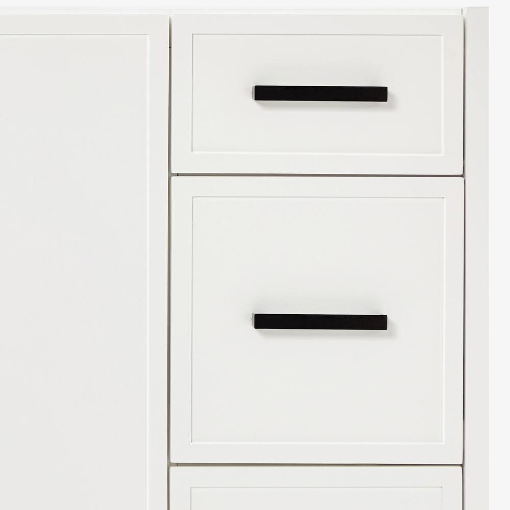Kelly 55" White Solid Wood Single Sink Vanity with Carrara Marble Top