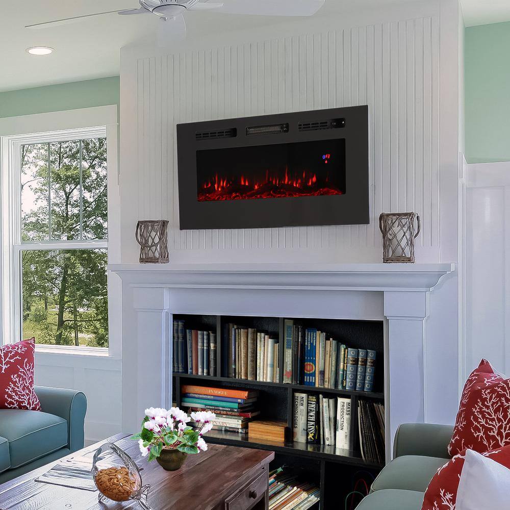 Sophisticated Hearth 50" Black Steel Electric Fireplace with Remote Control