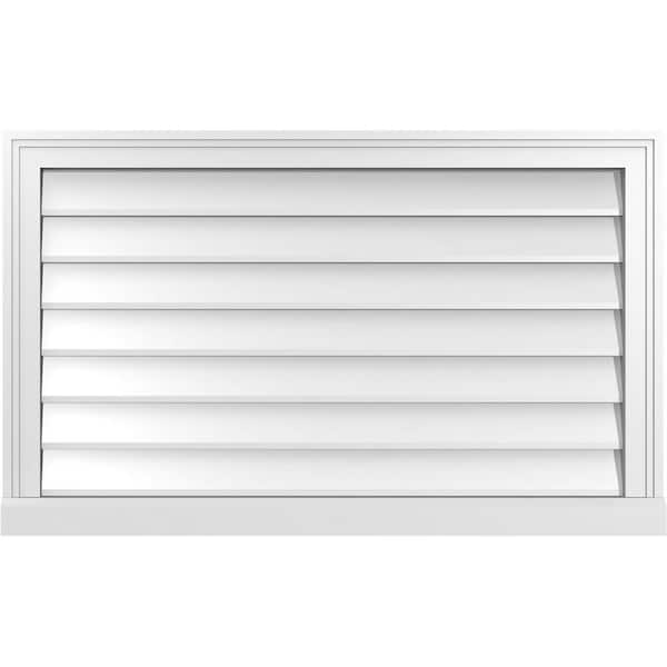 Ekena Millwork 36 in. x 22 in. Vertical Surface Mount PVC Gable Vent: Decorative with Brickmould Sill Frame
