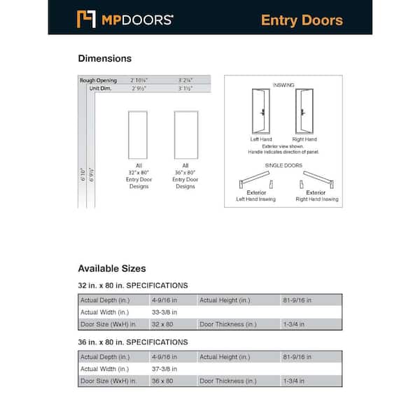 36 in. x 80 in. Medium Oak Left-Hand Inswing 3 Lite Frosted Craftsman Stained Fiberglass Prehung Front Door