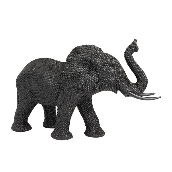 Litton Lane Black Polystone Elephant Sculpture