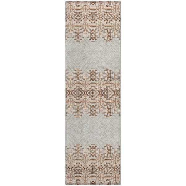 Addison Rugs Mayfield Premium Machine Washable Abstract AMF970 Paprika 2 ft. 3 in. x 7 ft. 6 in. Runner Rug