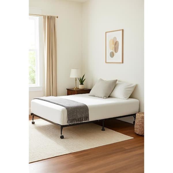 Akz Black Metal Frame Multi-size Queen, King and California King Platform Bed with Rolling Caster Wheels