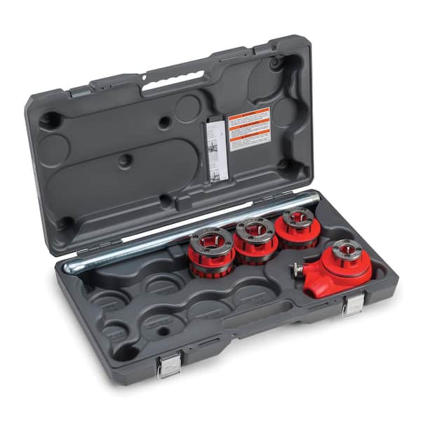 1/2 in. to 1-1/4 in. 12-R Manual Exposed Ratchet NPT Pipe Threading Set (4 Die Heads, Alloy Dies, Ratchet/Handle + Case)