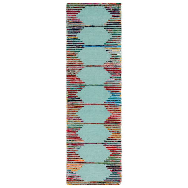 Nantucket 2 ft. x 6 ft. Teal/Red Southwestern Chevron Stripe Runner Rug