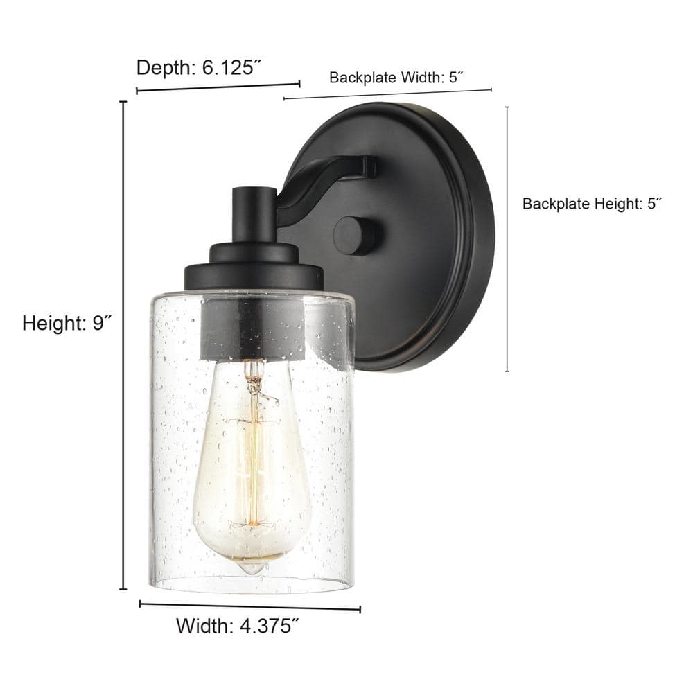 Satin Nickel Cylinder Wall Sconce with Glass Shade