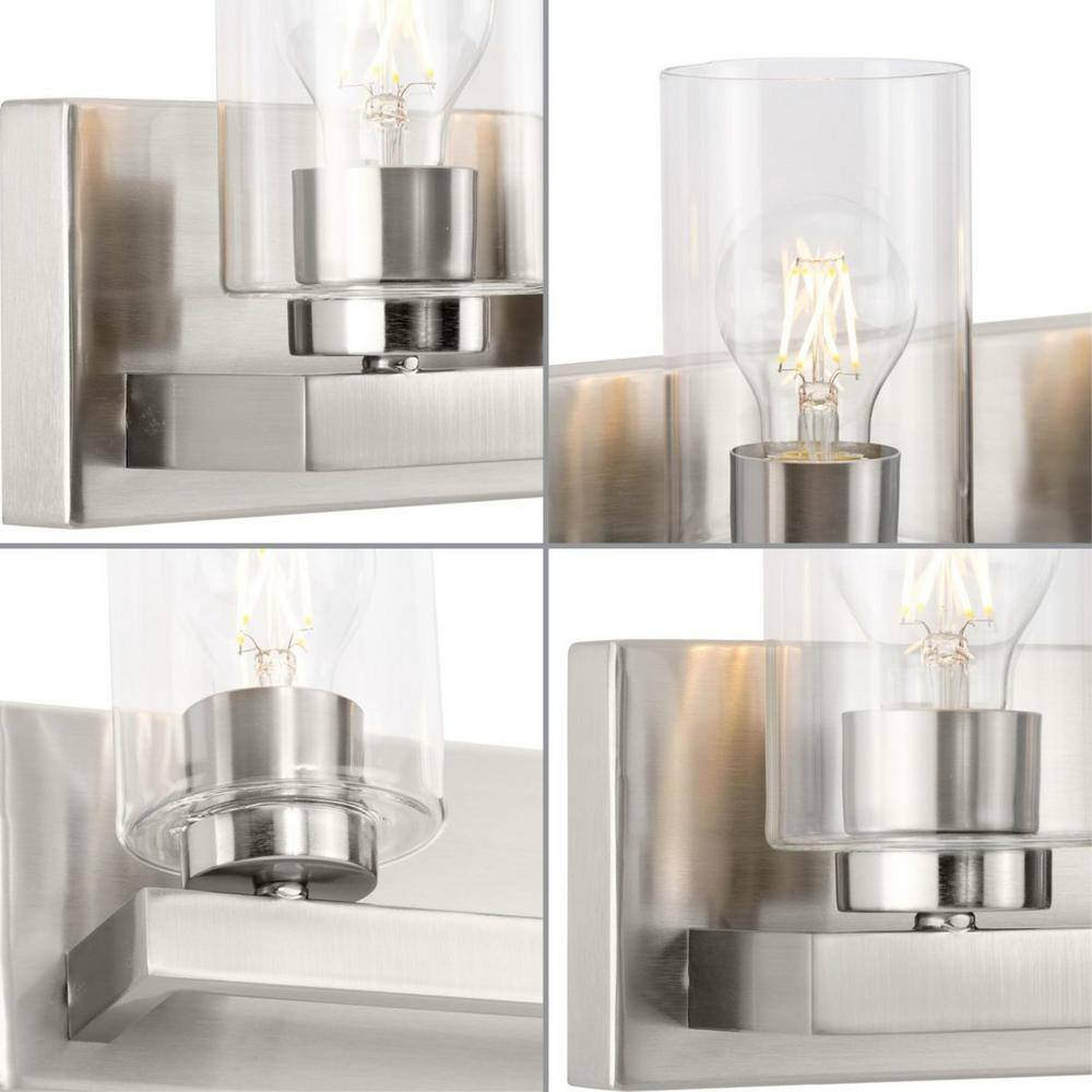 Brushed Nickel Cylinder Dimmable 2-Light Vanity Fixture
