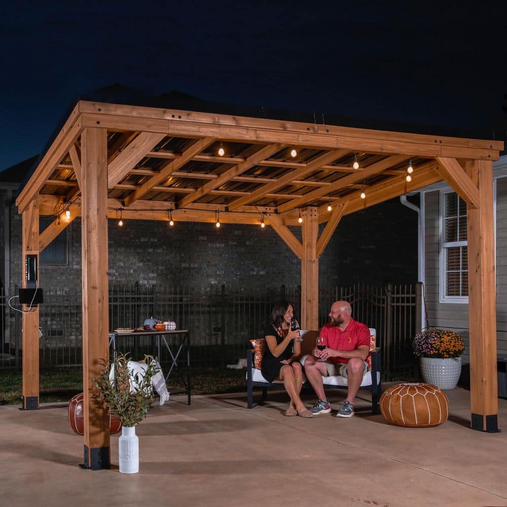 Arcadia Cedar and Steel Slope Roof Gazebo, 12' x 9.5'