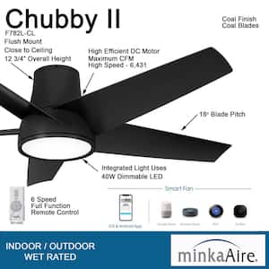 Chubby II 58 in. Integrated LED Coal Smart Ceiling Fan with Remote Control