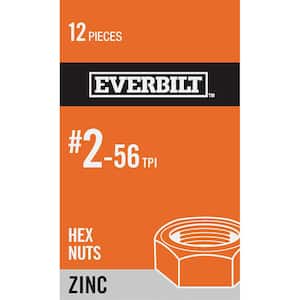 #2-56 Zinc Plated Machine Screw Nut (12-Pack)