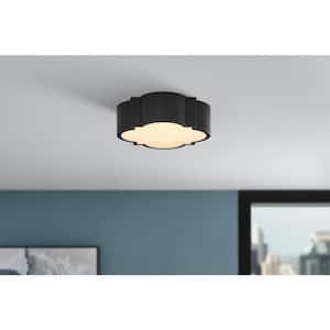 Sarina 15 in. Matte Black 5 CCT Selectable LED Flush Mount with Frosted Acrylic Panel