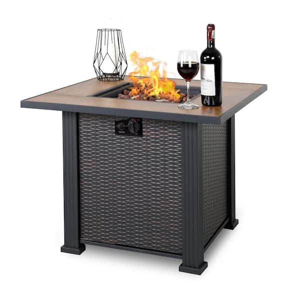 Nuu Garden 40,000 BTU 30 in. 24.4 in. H Square Ceramic Propane Gas Firepit Table