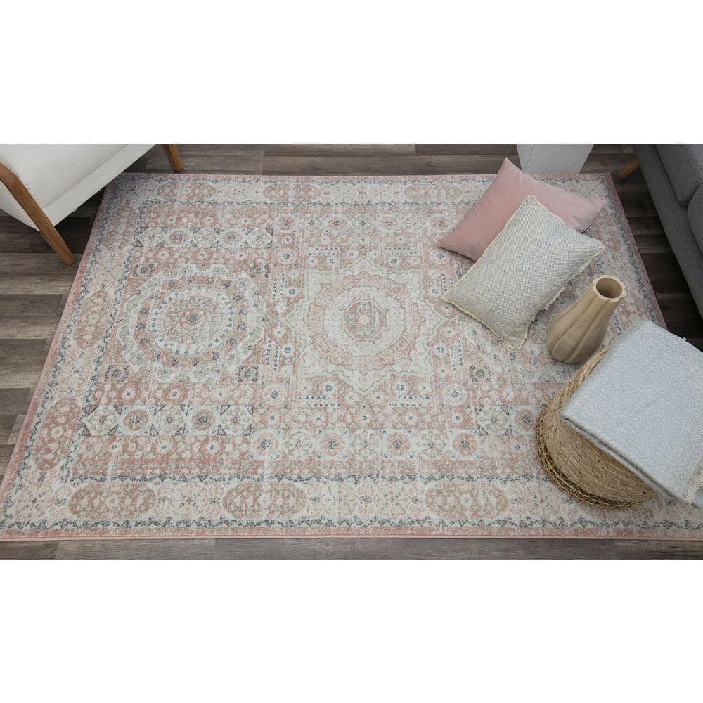Harper 5' x 7' Pink Lemonade Vintage Synthetic Area Rug