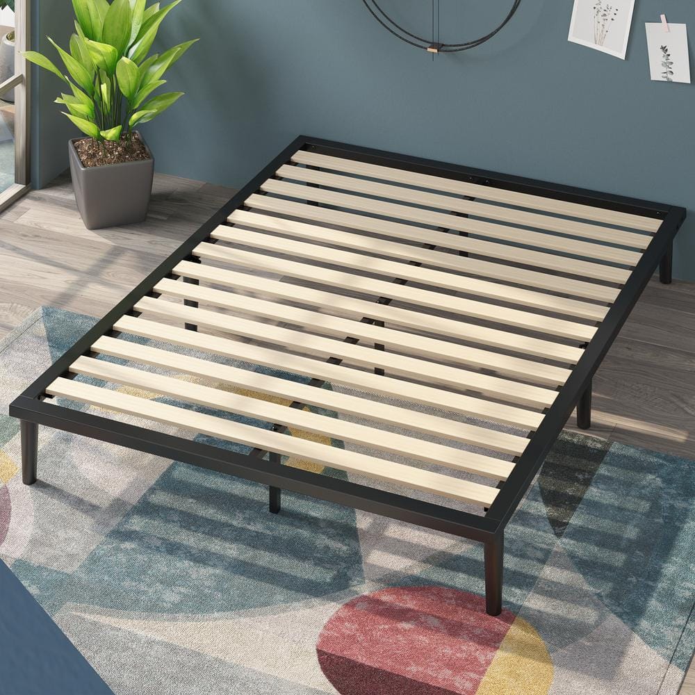 Parker Twin Platform Metal Bed Frame with Tapered Legs - Charcoal