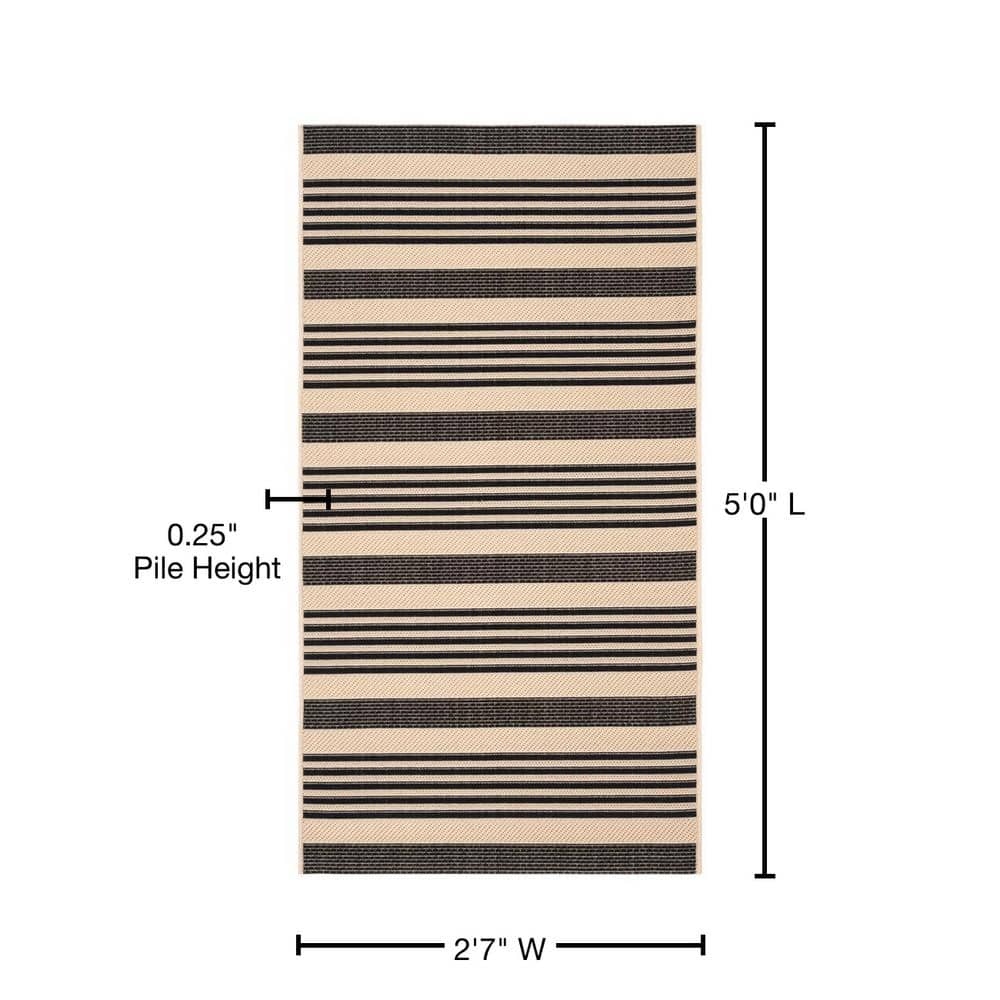 Black Synthetic Square Easy Care Area Rug