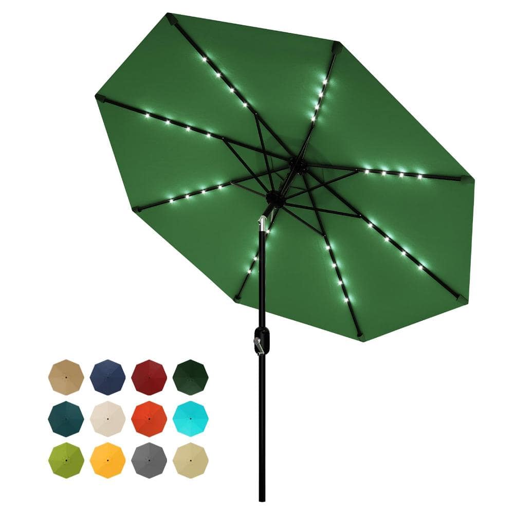 Waterproof UV-Resistant Dark Green 10FT Patio Umbrella with Solar LED Lights price history on PriceWatchPro