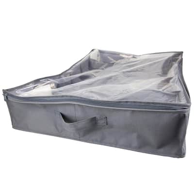 23.5 in. x 29.5 in. 12-Pair Gray Clear Polyester Underbed Shoe Storage