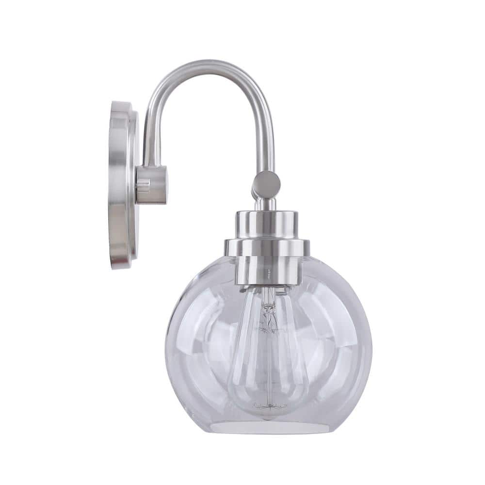 16.5" Brushed Nickel 2-Light Vanity Light with Clear Glass Shades